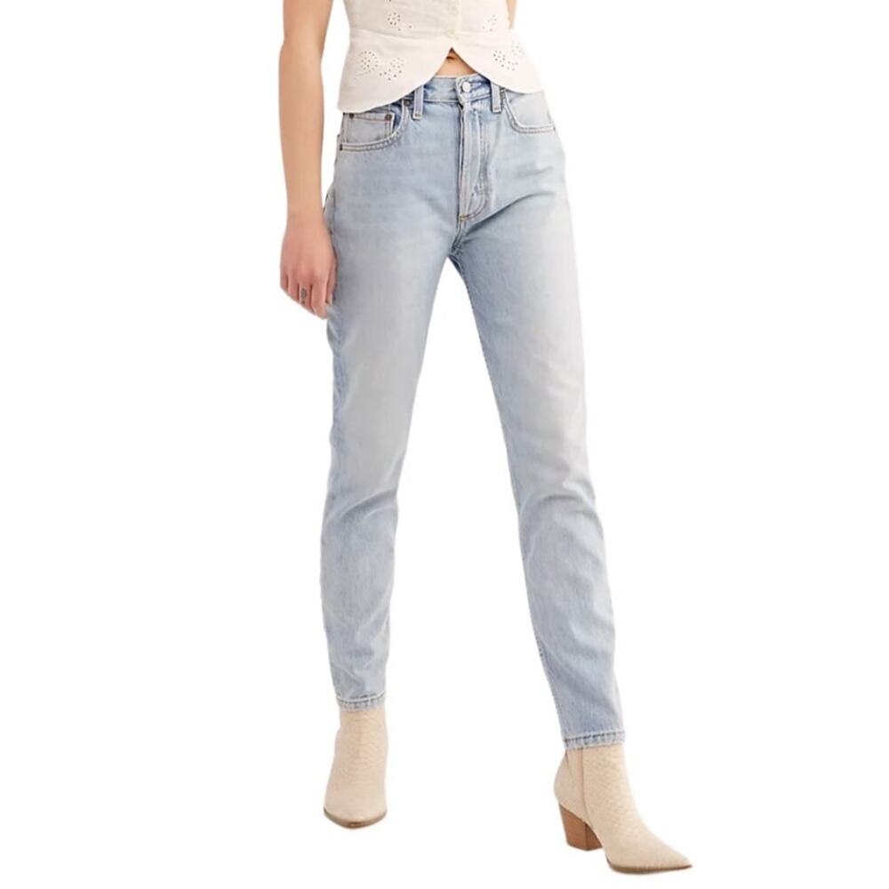 BOYISH High Rise Slim Straight Jean Women 26 Light Blue Normcore Stretwear Caual